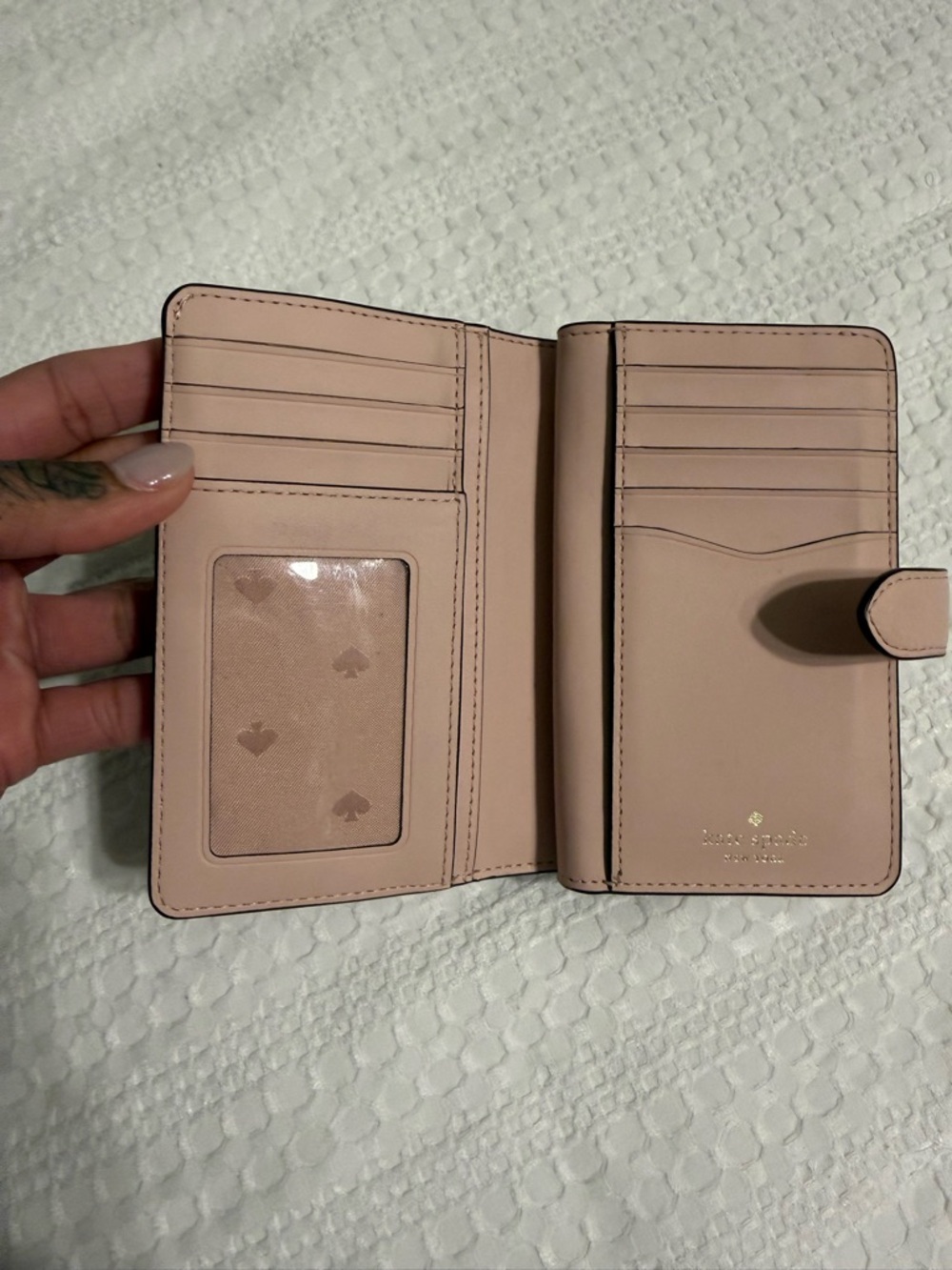 kate spade Blush Pebbled Leather Zip Wallet with Gold Logo - Picture 5 of 9